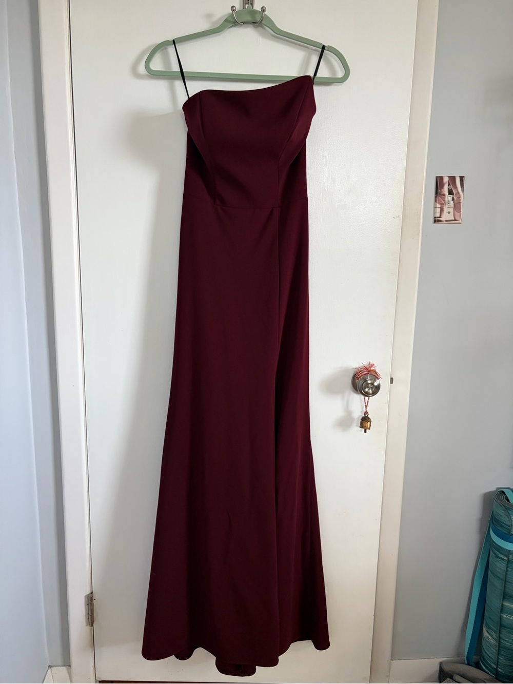 Burgundy Strapless Evening Gown